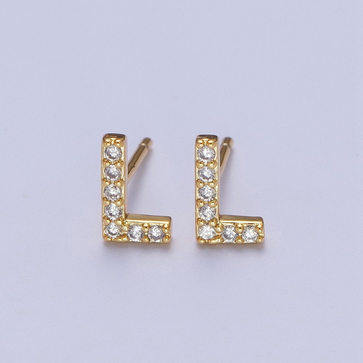 Tiny Initial Earring, Letter Stud Earrings, Initials Earrings, Diamond CZ Initial Earrings, Letter Studs Dainty Earring | AE-1056~AE-1081