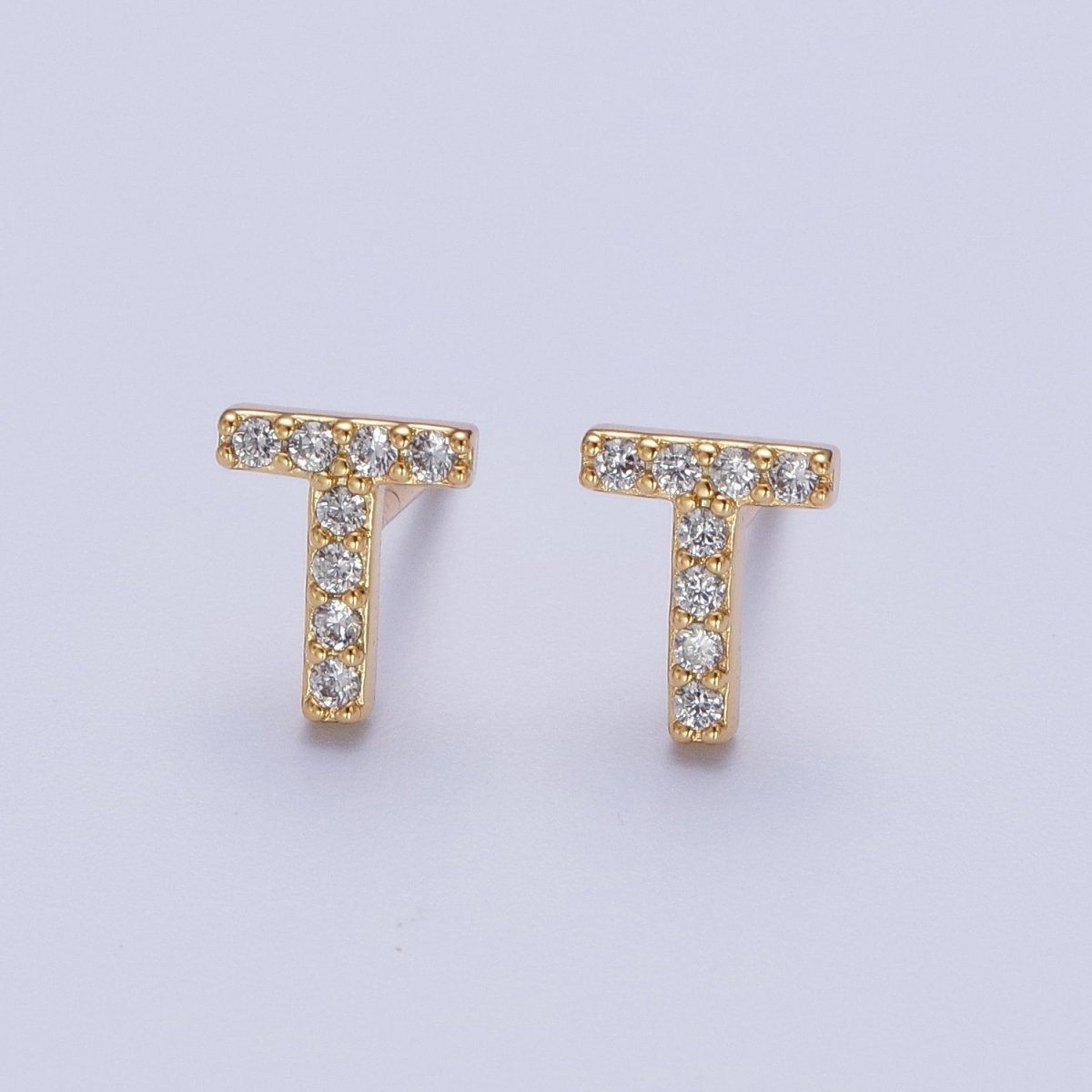 Tiny Initial Earring, Letter Stud Earrings, Initials Earrings, Diamond CZ Initial Earrings, Letter Studs Dainty Earring | AE-1056~AE-1081