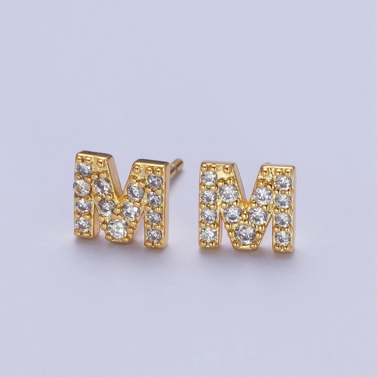 Tiny Initial Earring, Letter Stud Earrings, Initials Earrings, Diamond CZ Initial Earrings, Letter Studs Dainty Earring | AE-1056~AE-1081