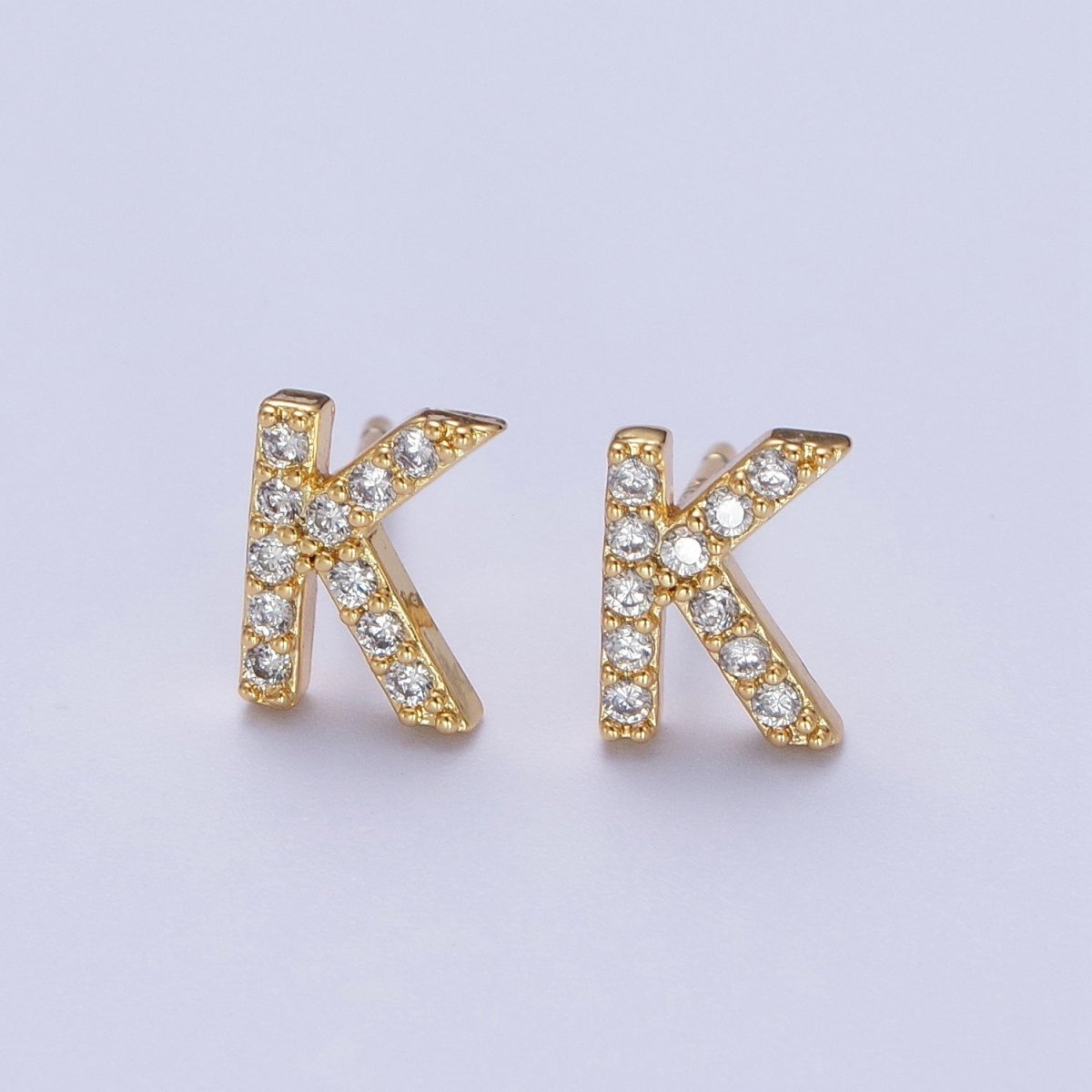 Tiny Initial Earring, Letter Stud Earrings, Initials Earrings, Diamond CZ Initial Earrings, Letter Studs Dainty Earring | AE-1056~AE-1081