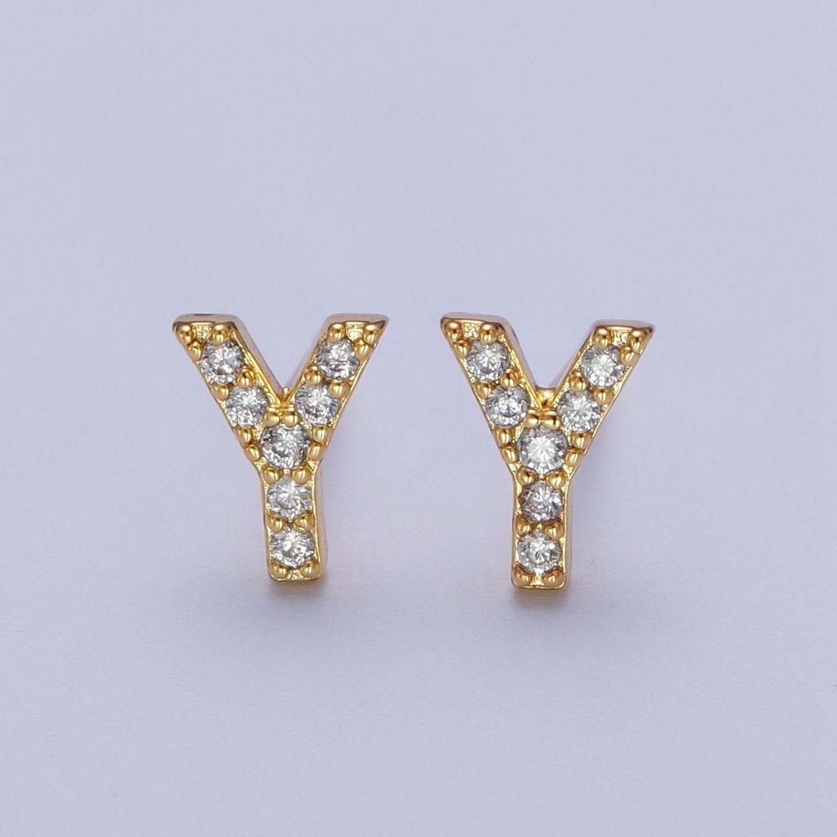 Tiny Initial Earring, Letter Stud Earrings, Initials Earrings, Diamond CZ Initial Earrings, Letter Studs Dainty Earring | AE-1056~AE-1081