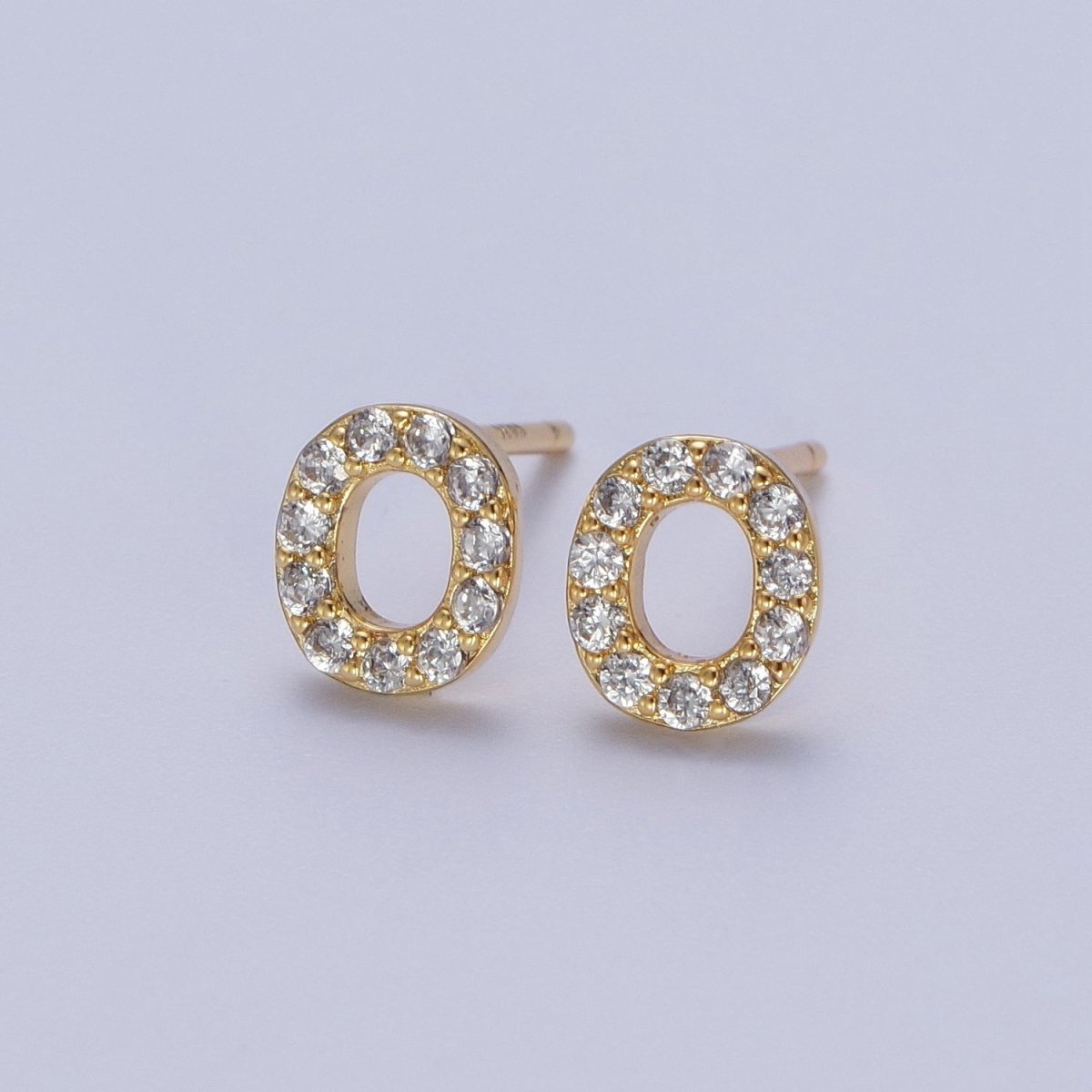 Tiny Initial Earring, Letter Stud Earrings, Initials Earrings, Diamond CZ Initial Earrings, Letter Studs Dainty Earring | AE-1056~AE-1081