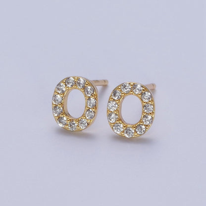 Tiny Initial Earring, Letter Stud Earrings, Initials Earrings, Diamond CZ Initial Earrings, Letter Studs Dainty Earring | AE-1056~AE-1081