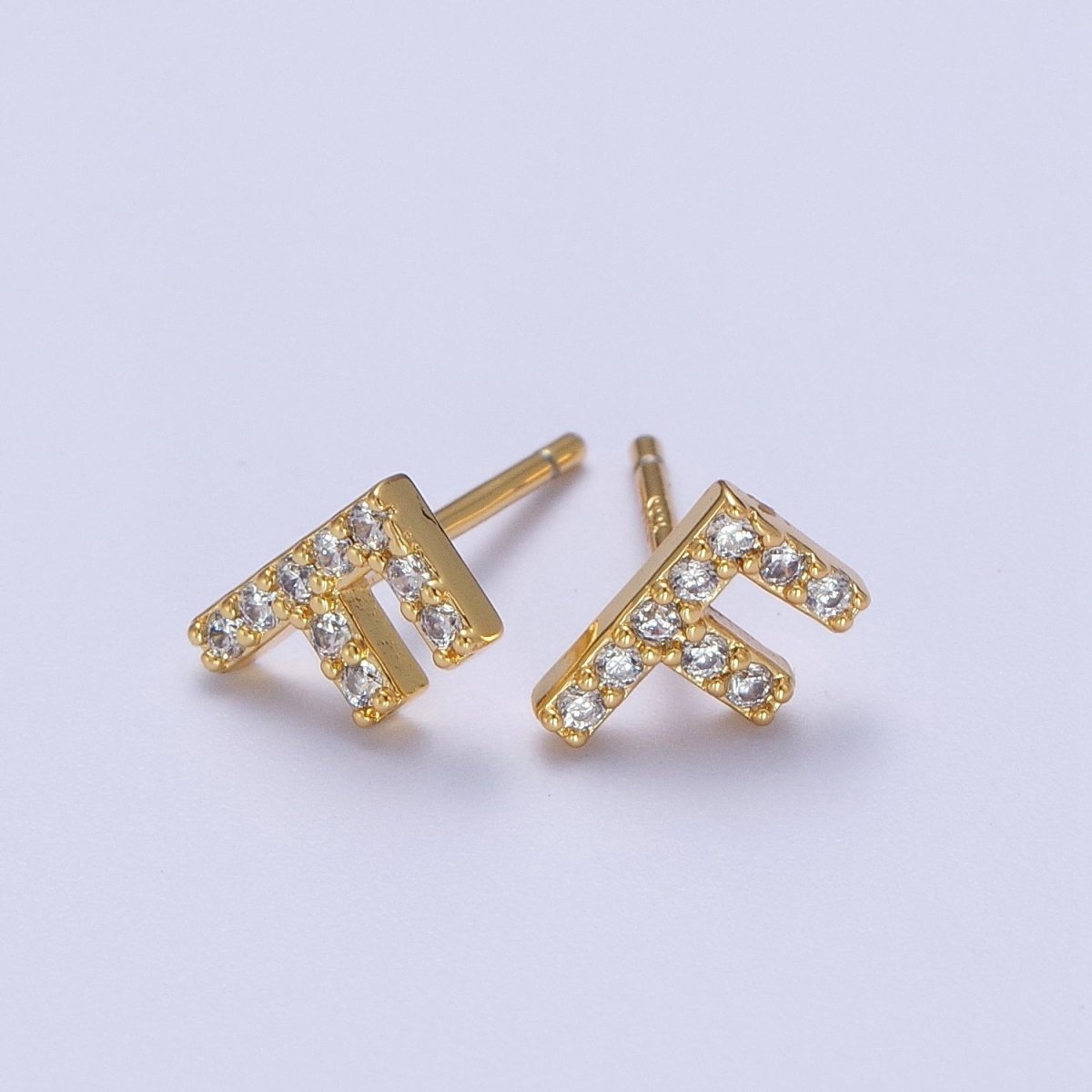 Tiny Initial Earring, Letter Stud Earrings, Initials Earrings, Diamond CZ Initial Earrings, Letter Studs Dainty Earring | AE-1056~AE-1081