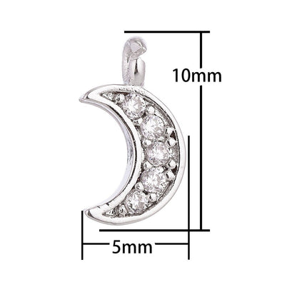 Tiny Mini Crescent Moon Charm Pendant 18K Gold Filled / White Gold C-017