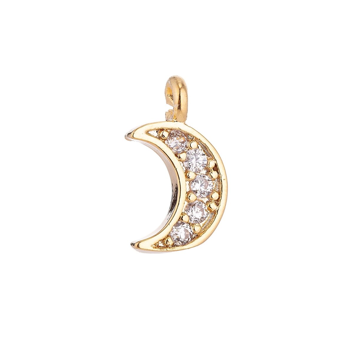 Tiny Mini Crescent Moon Charm Pendant 18K Gold Filled / White Gold C-017