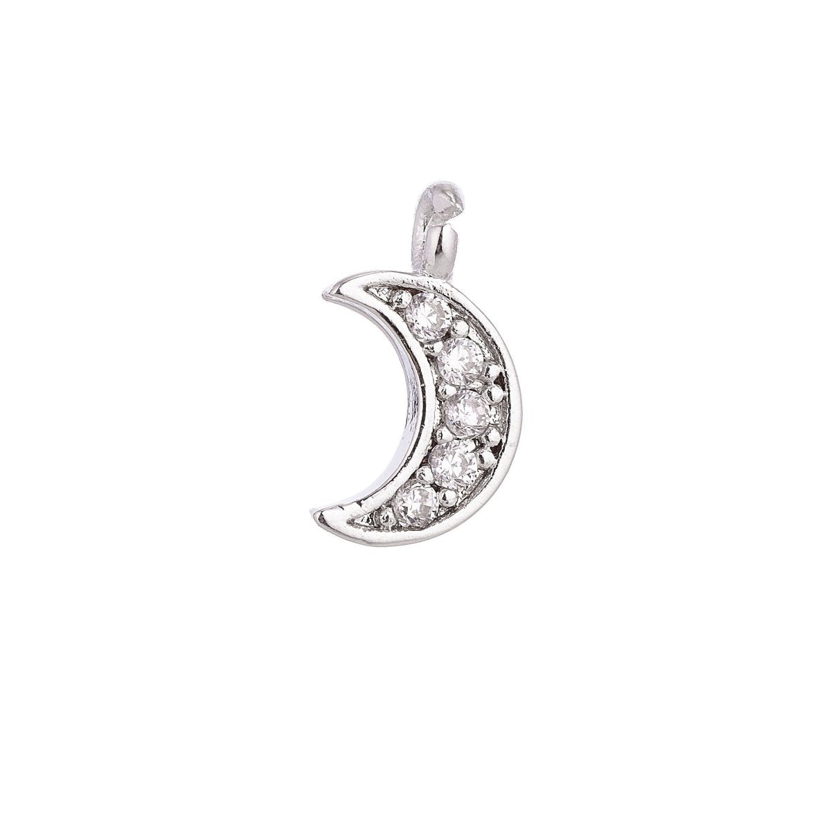 Tiny Mini Crescent Moon Charm Pendant 18K Gold Filled / White Gold C-017