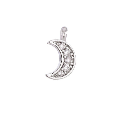 Tiny Mini Crescent Moon Charm Pendant 18K Gold Filled / White Gold C-017