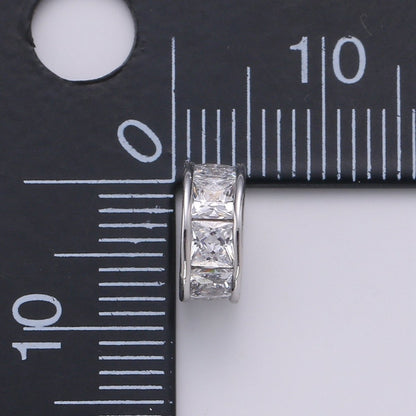 Tiny Silver Round Circle Ring Beads CZ Crystal Mini Geometric Round Shape Jewelry Making Beads B364