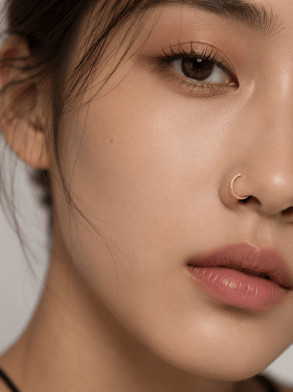 Titanium 10.5mm Micro Paved CZ Single Septum Cartilage Piercing Clicker in Gold &amp; Silver | BJ-00202 BJ-00203