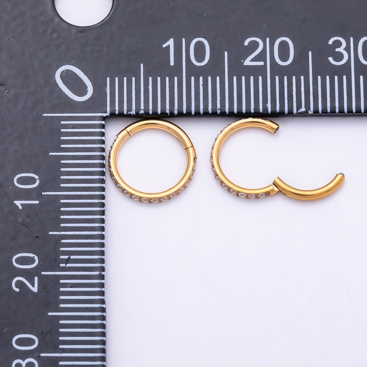 Titanium 10mm Micro Paved CZ Universal Cartilage Piercing Clicker | BJ-00244