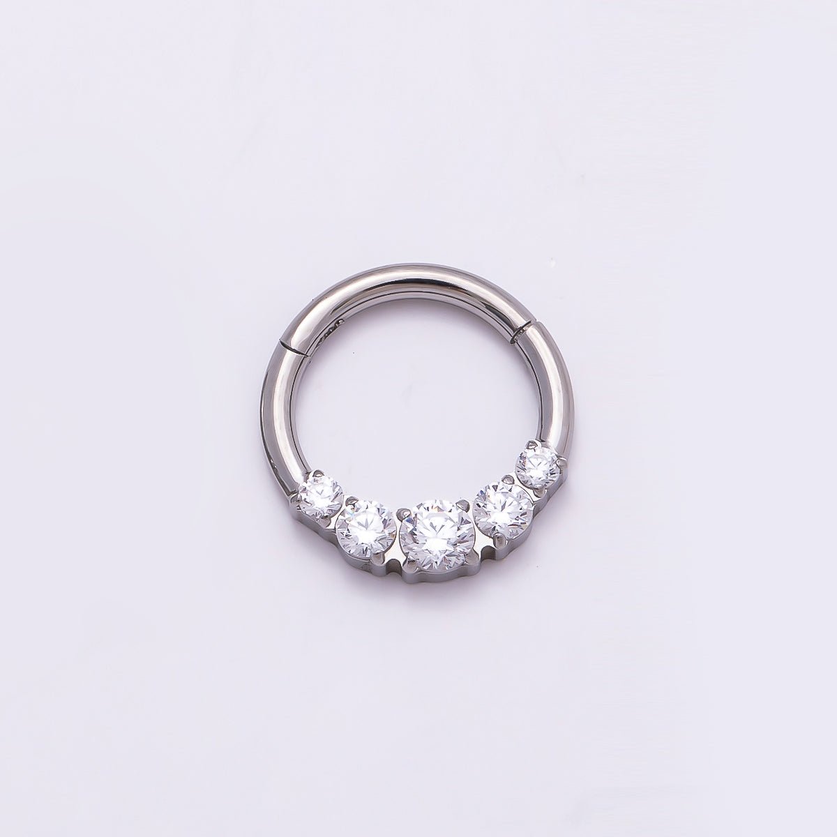 Titanium 11mm Clear CZ Gradient Single Septum Cartilage Piercing Clicker in Gold &amp; Silver | BJ-00134 BJ-00135