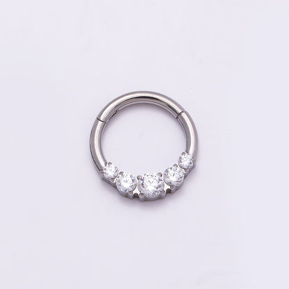Titanium 11mm Clear CZ Gradient Single Septum Cartilage Piercing Clicker in Gold &amp; Silver | BJ-00134 BJ-00135