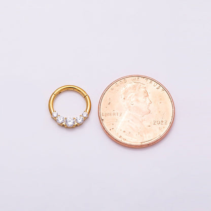 Titanium 11mm Clear CZ Gradient Single Septum Cartilage Piercing Clicker in Gold &amp; Silver | BJ-00134 BJ-00135
