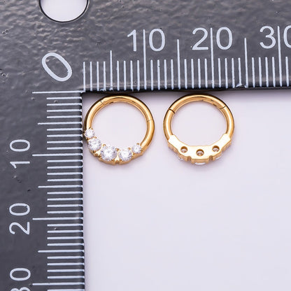 Titanium 11mm Clear CZ Gradient Single Septum Cartilage Piercing Clicker in Gold &amp; Silver | BJ-00134 BJ-00135
