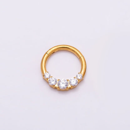 Titanium 11mm Clear CZ Gradient Single Septum Cartilage Piercing Clicker in Gold &amp; Silver | BJ-00134 BJ-00135