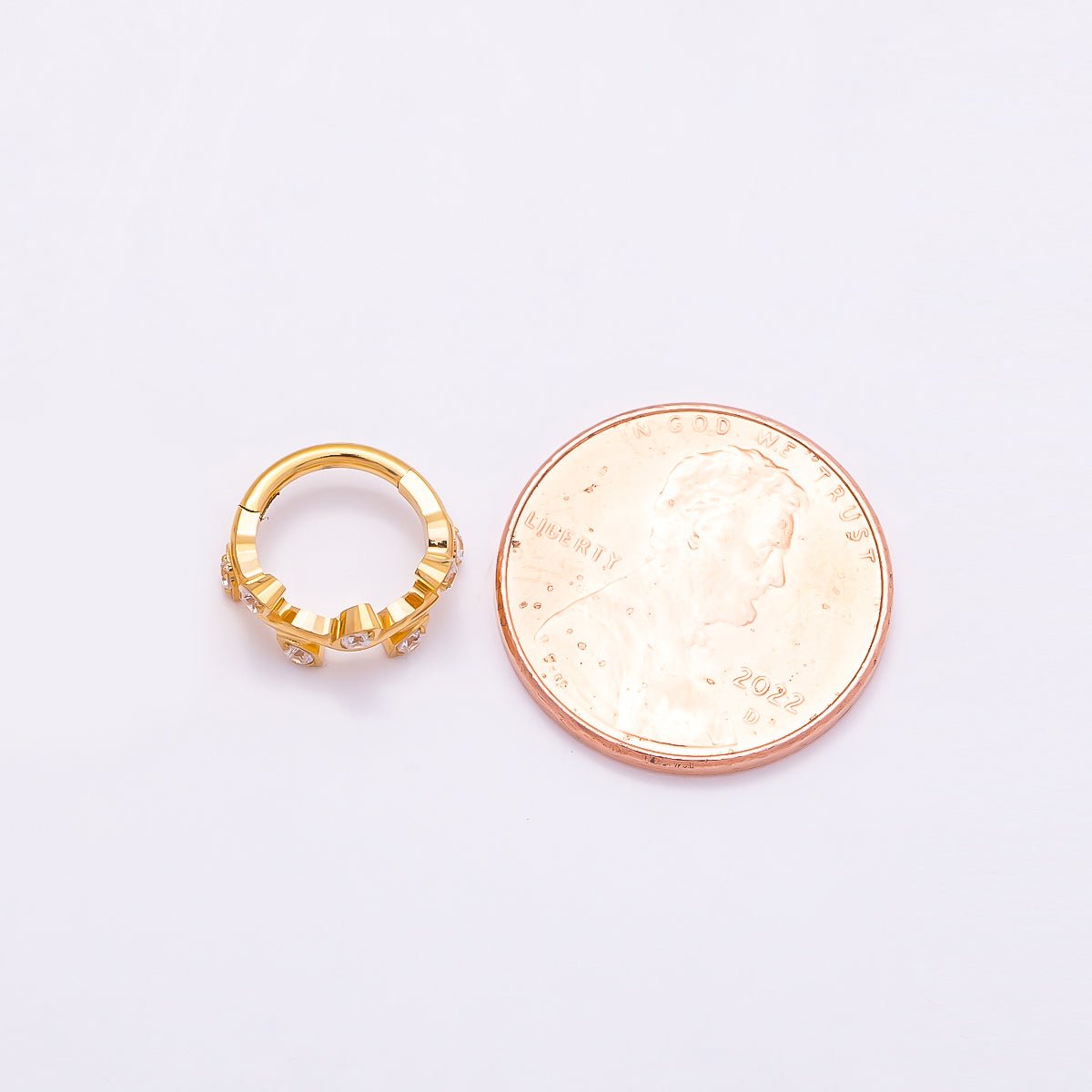 Titanium 11mm CZ Leaf Single Septum Cartilage Piercing Clicker in Gold &amp; Silver | BJ-00100 BJ-00101