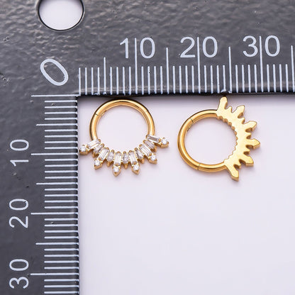 Titanium 13mm Clear CZ Baguette Single Septum Cartilage Piercing Clicker in Gold &amp; Silver | BJ-00136 BJ-001367