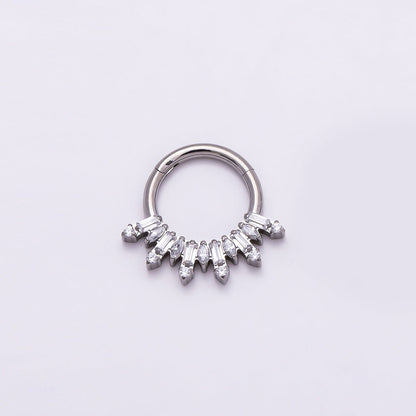 Titanium 13mm Clear CZ Baguette Single Septum Cartilage Piercing Clicker in Gold &amp; Silver | BJ-00136 BJ-001367