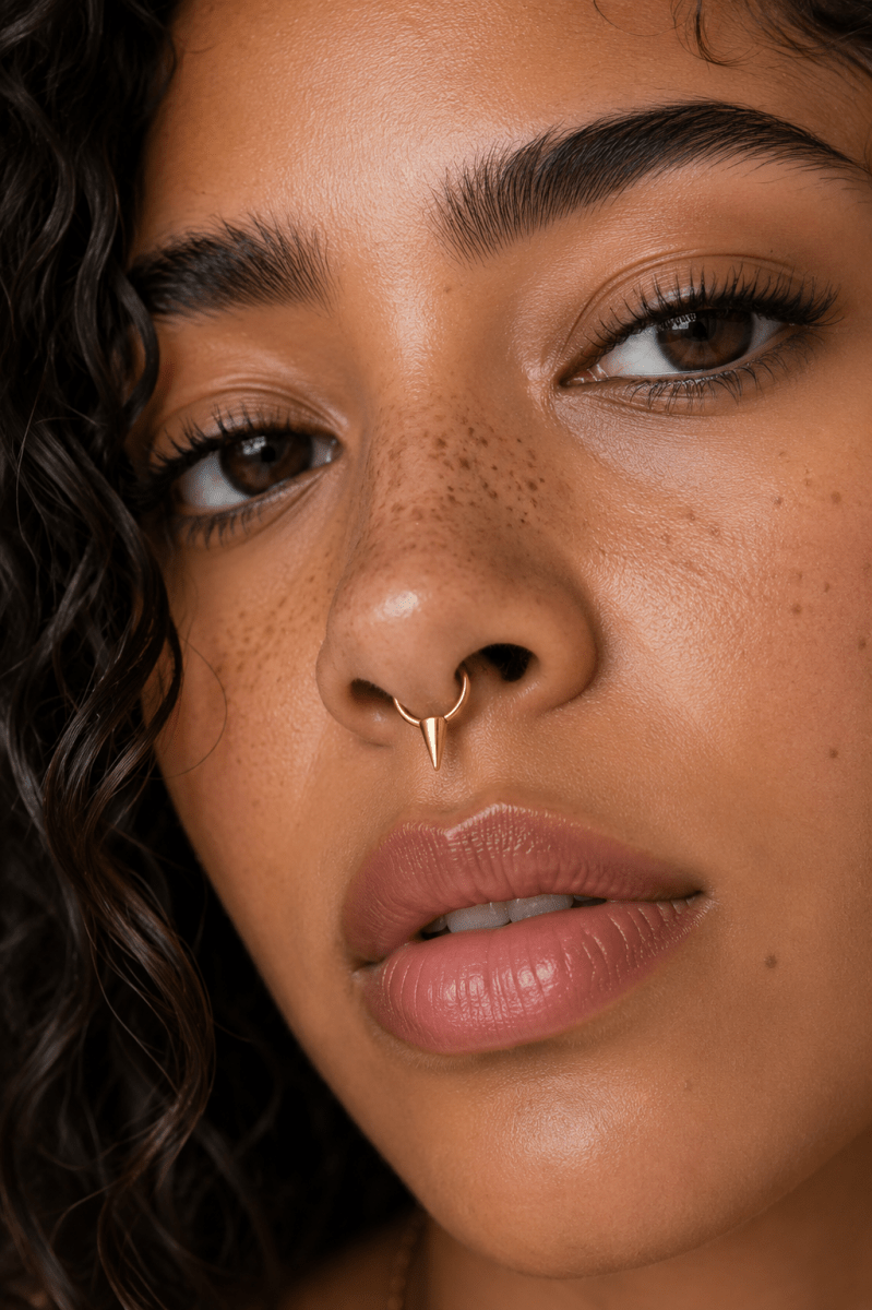 Titanium 14mm Spiked Minimalist Single Septum Cartilage Piercing Clicker in Gold &amp; Silver | BJ-00116 BJ-00117