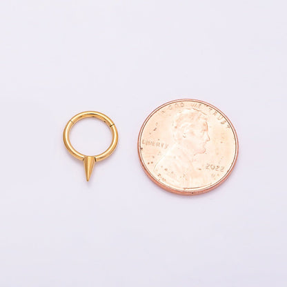 Titanium 14mm Spiked Minimalist Single Septum Cartilage Piercing Clicker in Gold &amp; Silver | BJ-00116 BJ-00117