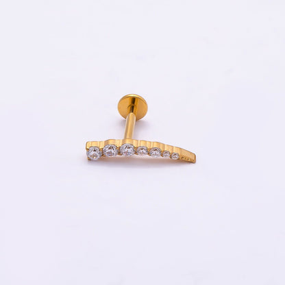 Titanium 2.5mm Clear CZ Curved Cartilage Piercing Flat Back Stud in Gold &amp; Silver | BJ-00178 BJ-00179