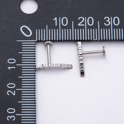 Titanium 2.5mm Clear CZ Curved Cartilage Piercing Flat Back Stud in Gold &amp; Silver | BJ-00178 BJ-00179