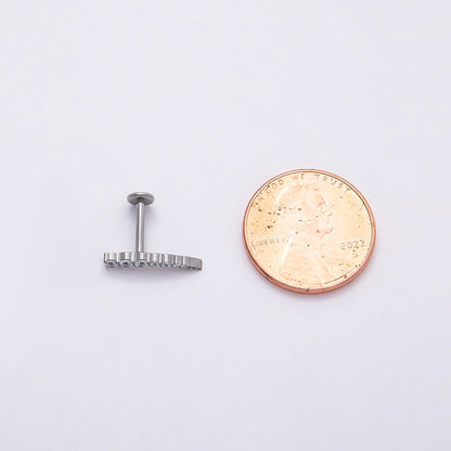 Titanium 2.5mm Clear CZ Curved Cartilage Piercing Flat Back Stud in Gold &amp; Silver | BJ-00178 BJ-00179