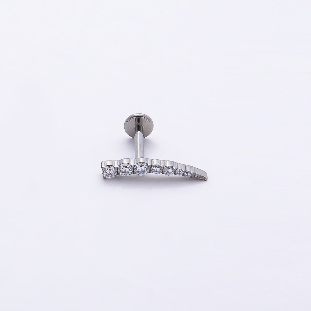Titanium 2.5mm Clear CZ Curved Cartilage Piercing Flat Back Stud in Gold &amp; Silver | BJ-00178 BJ-00179