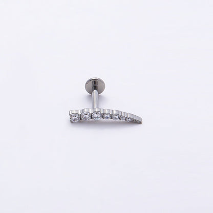 Titanium 2.5mm Clear CZ Curved Cartilage Piercing Flat Back Stud in Gold &amp; Silver | BJ-00178 BJ-00179
