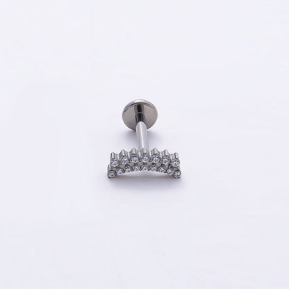 Titanium 3.5mm Clear CZ Double Curved Cartilage Piercing Flat Back Stud in Gold &amp; Silver | BJ-00180 BJ-00181