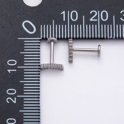 Titanium 3.5mm Clear CZ Double Curved Cartilage Piercing Flat Back Stud in Gold &amp; Silver | BJ-00180 BJ-00181