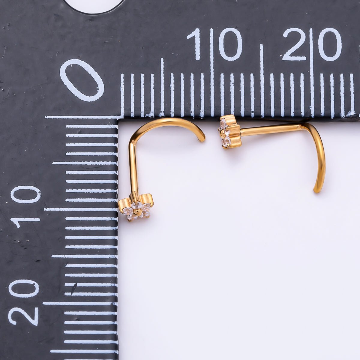 Titanium 3mm Clear CZ Flower Cartilage Nose Single Piercing Stud in Gold &amp; Silver | BJ-00230 BJ-00231