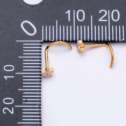 Titanium 3mm Clear CZ Flower Cartilage Nose Single Piercing Stud in Gold &amp; Silver | BJ-00230 BJ-00231