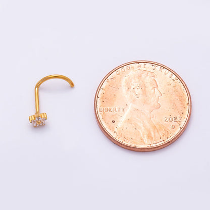 Titanium 3mm Clear CZ Flower Cartilage Nose Single Piercing Stud in Gold &amp; Silver | BJ-00230 BJ-00231