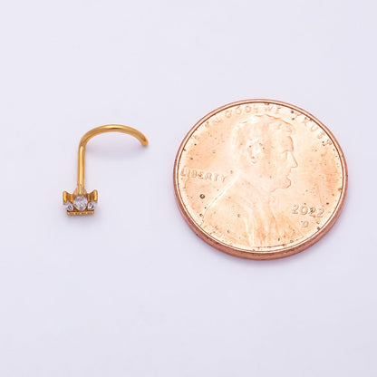 Titanium 3mm Triple Marquise CZ Cartilage Nose Single Piercing Stud in Gold &amp; Silver | BJ-00214 BJ-00215