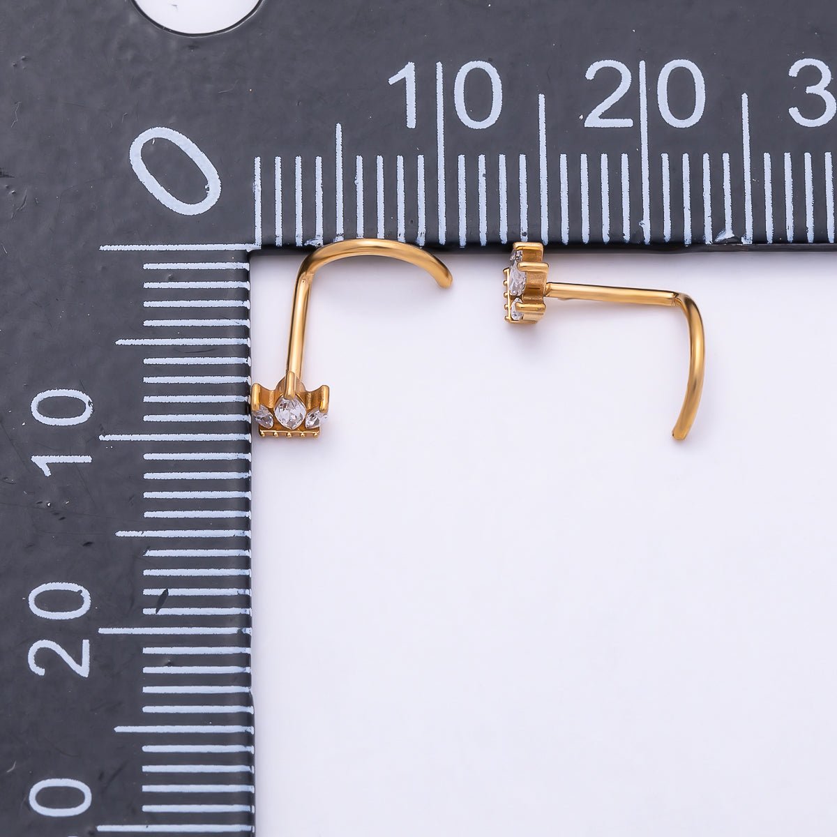 Titanium 3mm Triple Marquise CZ Cartilage Nose Single Piercing Stud in Gold &amp; Silver | BJ-00214 BJ-00215