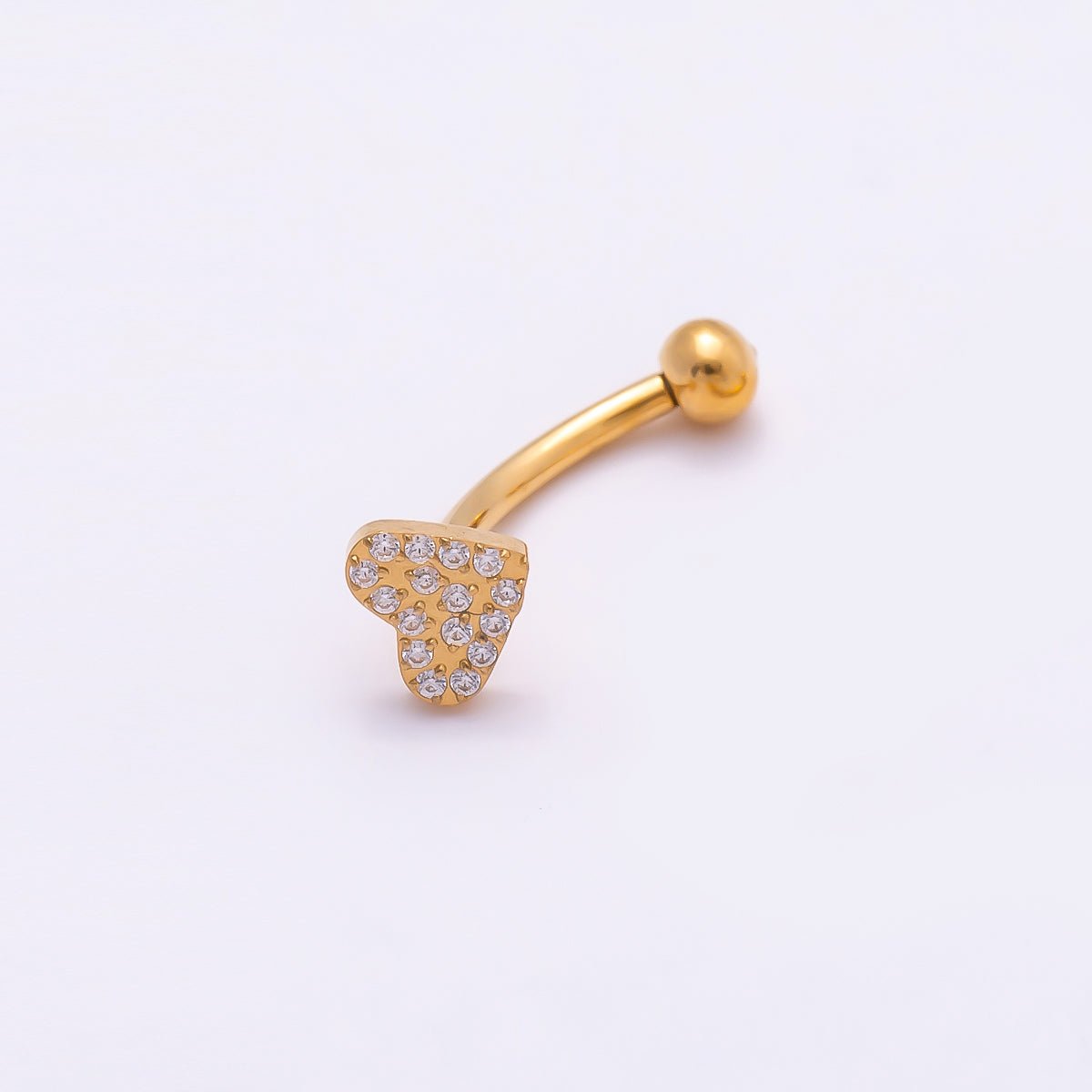 Titanium 4.5mm Micro Paved CZ Butterfly Curved Eyebrow Barbell Piercing Stud in Gold &amp; Silver | BJ-00148 BJ-00149