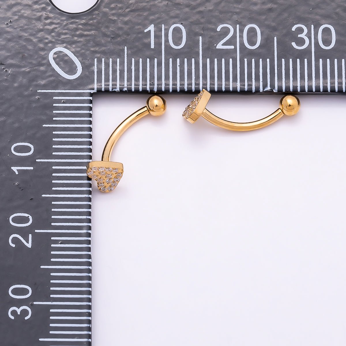 Titanium 4.5mm Micro Paved CZ Butterfly Curved Eyebrow Barbell Piercing Stud in Gold &amp; Silver | BJ-00148 BJ-00149