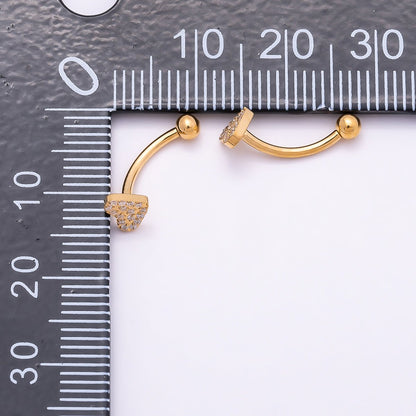 Titanium 4.5mm Micro Paved CZ Butterfly Curved Eyebrow Barbell Piercing Stud in Gold &amp; Silver | BJ-00148 BJ-00149