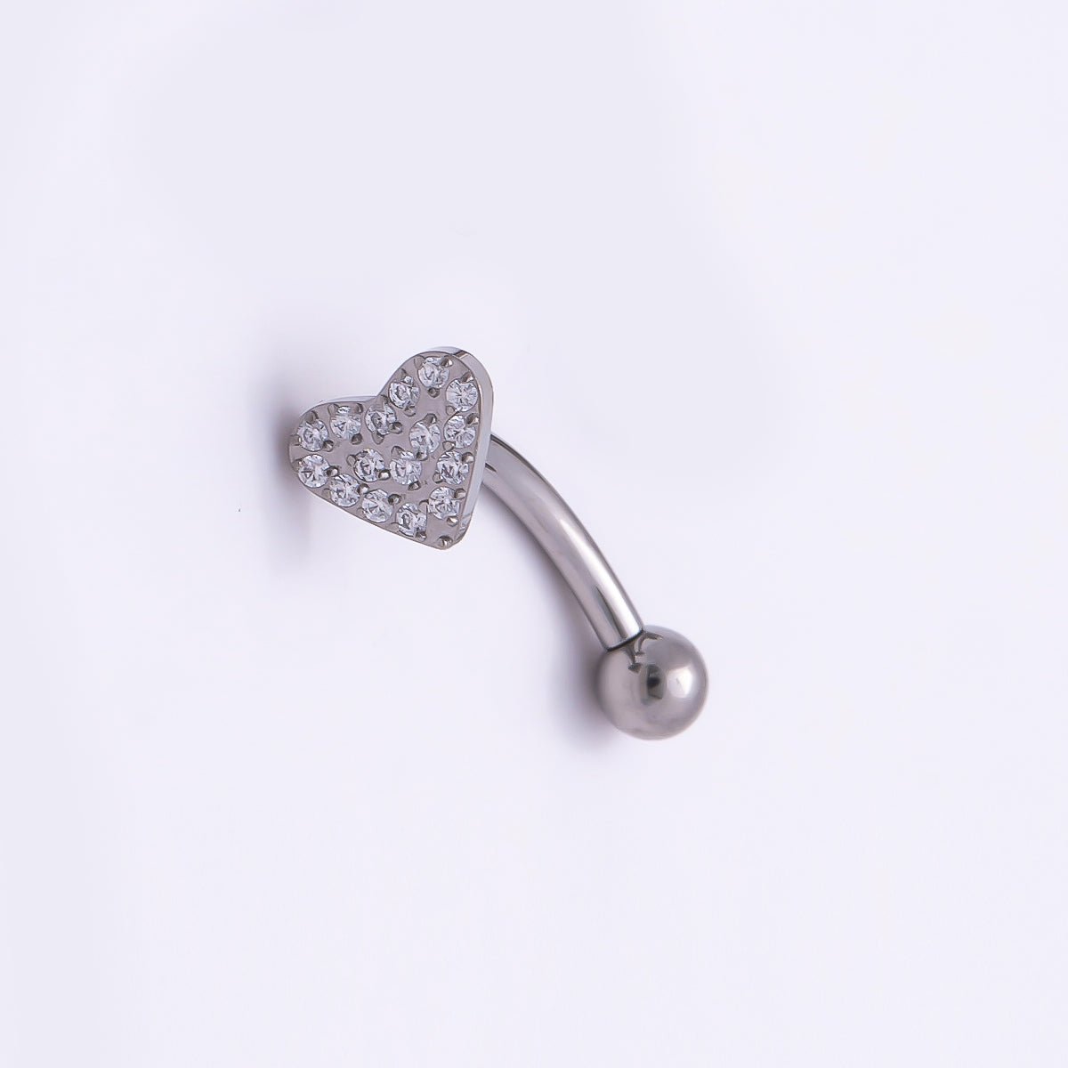 Titanium 4.5mm Micro Paved CZ Butterfly Curved Eyebrow Barbell Piercing Stud in Gold &amp; Silver | BJ-00148 BJ-00149