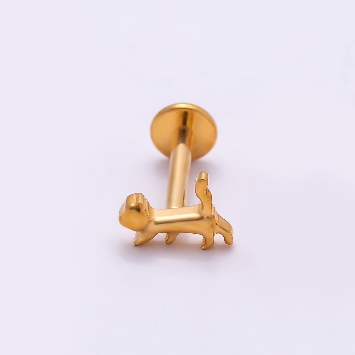 Titanium 4.5mm Minimalist Pet Cat Dog Cartilage Piercing Flat Back Stud in Gold &amp; Silver | BJ-00166 BJ-00167
