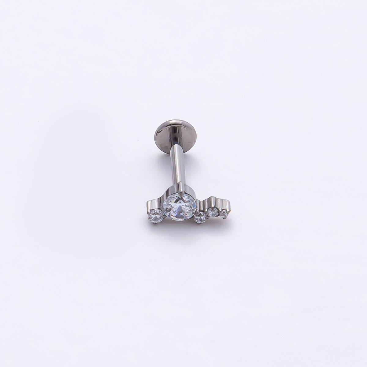 Titanium 4mm Clear CZ Cluster Cartilage Piercing Flat Back Stud in Gold &amp; Silver | BJ-00176 BJ-00177