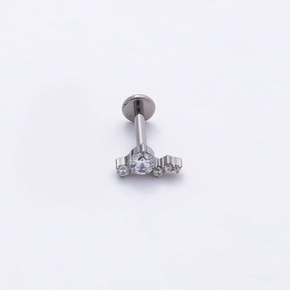 Titanium 4mm Clear CZ Cluster Cartilage Piercing Flat Back Stud in Gold &amp; Silver | BJ-00176 BJ-00177