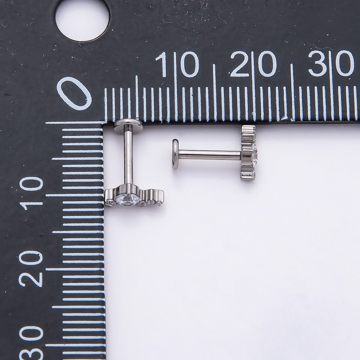 Titanium 4mm Clear CZ Cluster Cartilage Piercing Flat Back Stud in Gold &amp; Silver | BJ-00176 BJ-00177