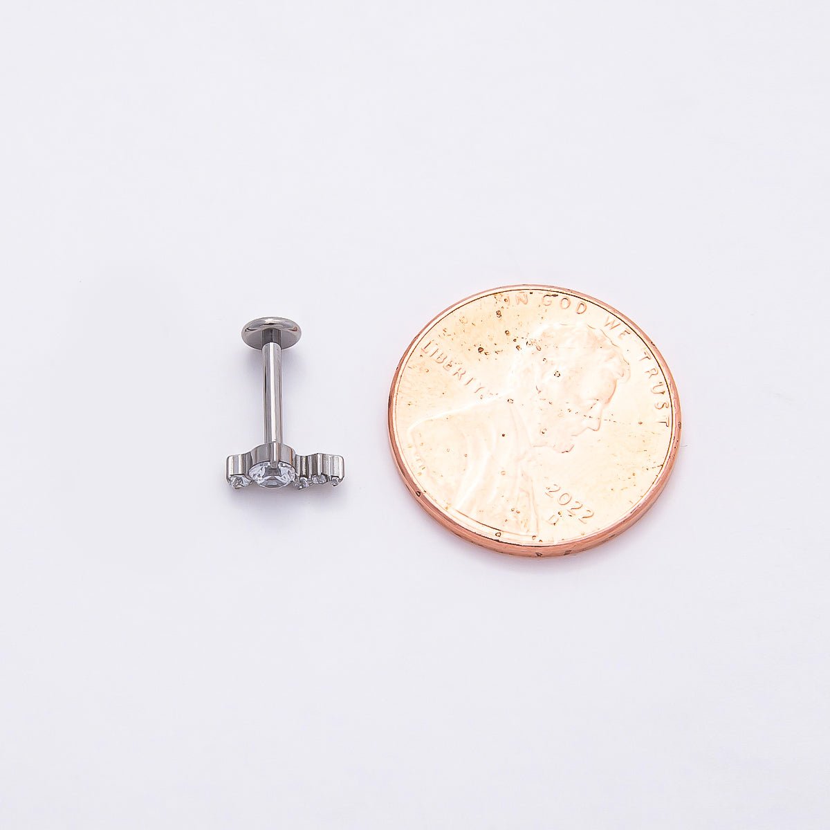 Titanium 4mm Clear CZ Cluster Cartilage Piercing Flat Back Stud in Gold &amp; Silver | BJ-00176 BJ-00177