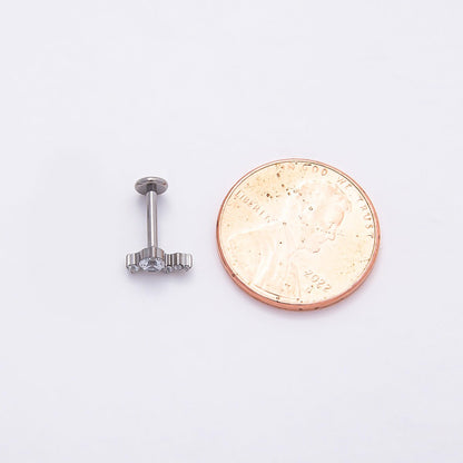 Titanium 4mm Clear CZ Cluster Cartilage Piercing Flat Back Stud in Gold &amp; Silver | BJ-00176 BJ-00177