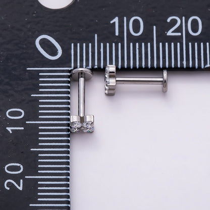 Titanium 4mm Clear CZ Flower Single Cartilage Piercing Flat Back Stud in Gold &amp; Silver | BJ-00160 BJ-00161