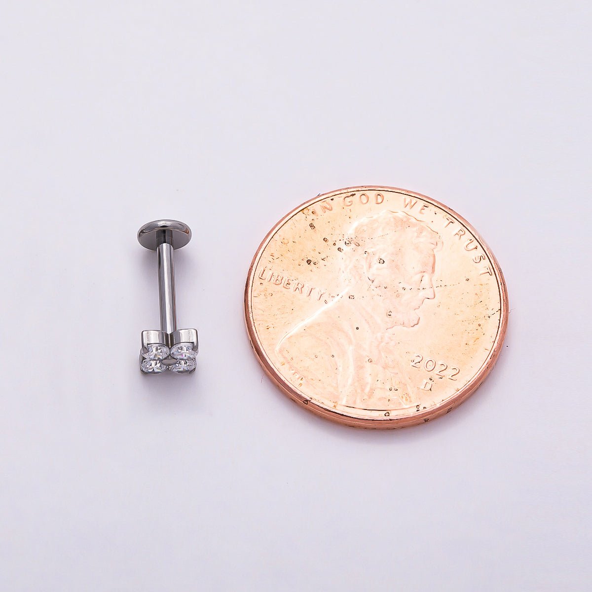 Titanium 4mm Clear CZ Flower Single Cartilage Piercing Flat Back Stud in Gold &amp; Silver | BJ-00160 BJ-00161
