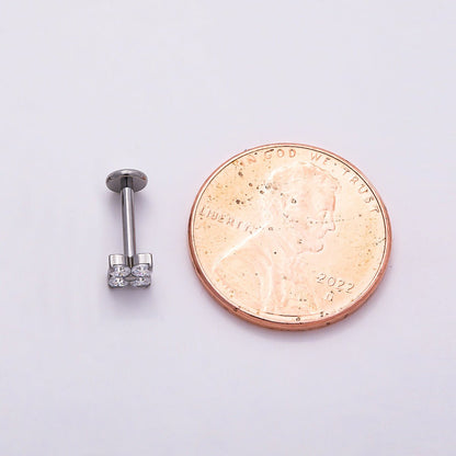 Titanium 4mm Clear CZ Flower Single Cartilage Piercing Flat Back Stud in Gold &amp; Silver | BJ-00160 BJ-00161